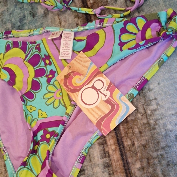 OP Purple and Green Swirl Bikini. Excellent Condition NWT Size LARGE 11/13 - Picture 4 of 7